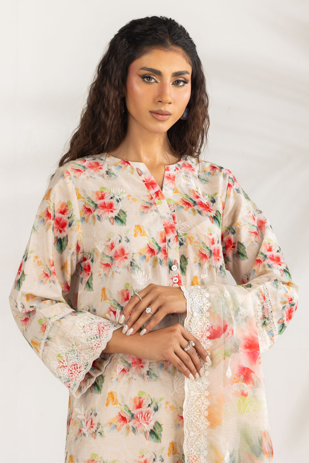 3PC Lawn Printed Suit With Embroidered