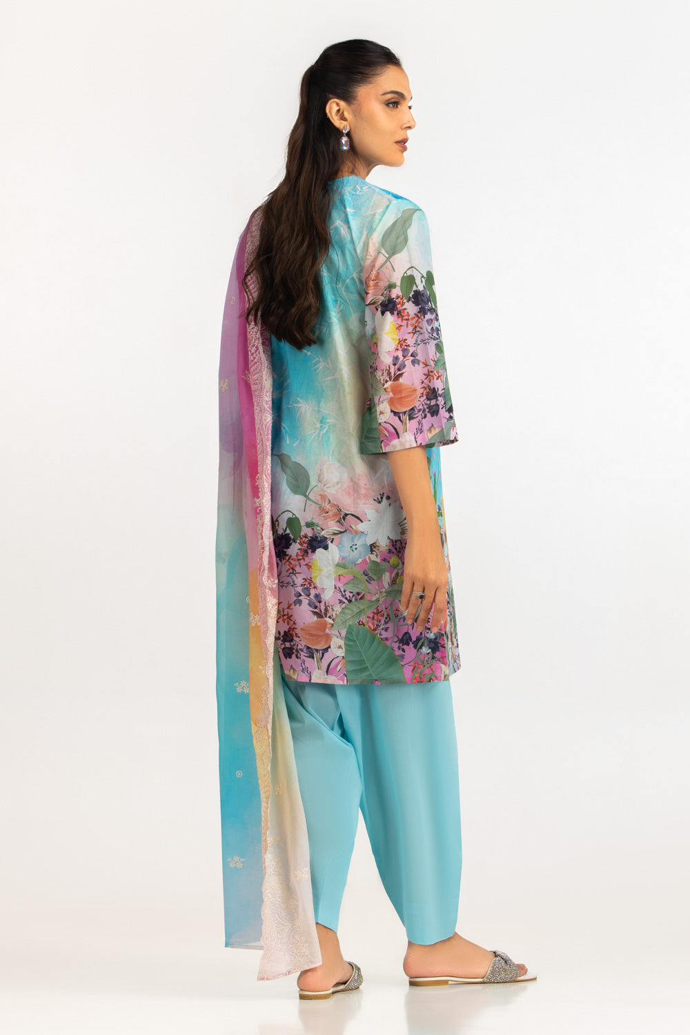 3Pc Lawn Printed Suit With Embroidered