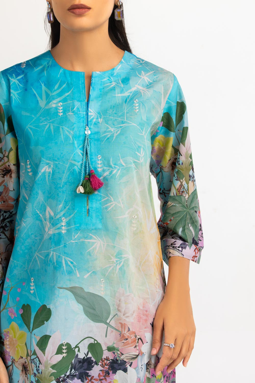3Pc Lawn Printed Suit With Embroidered