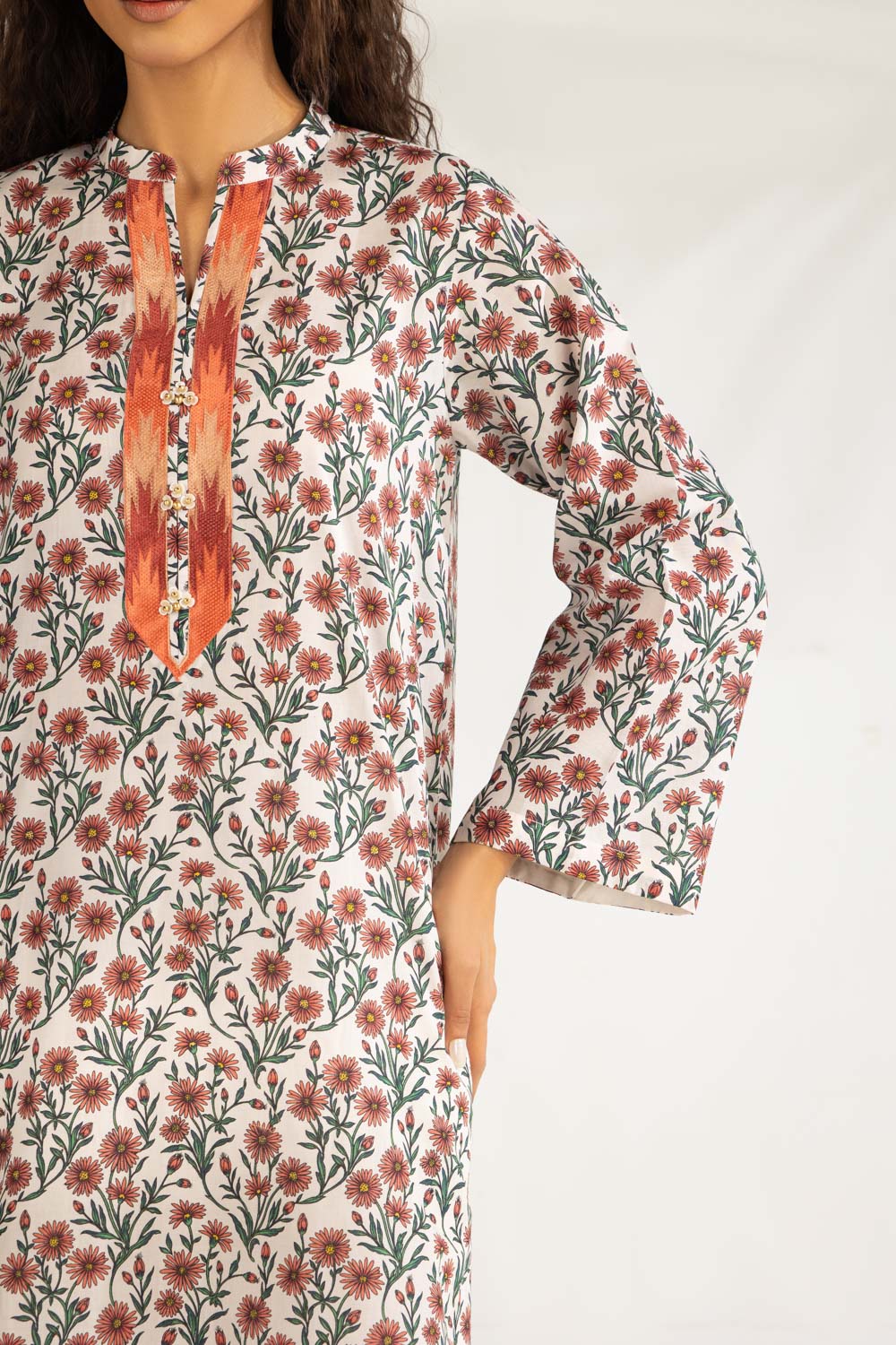 3PC Lawn Printed Suit With Embroidered