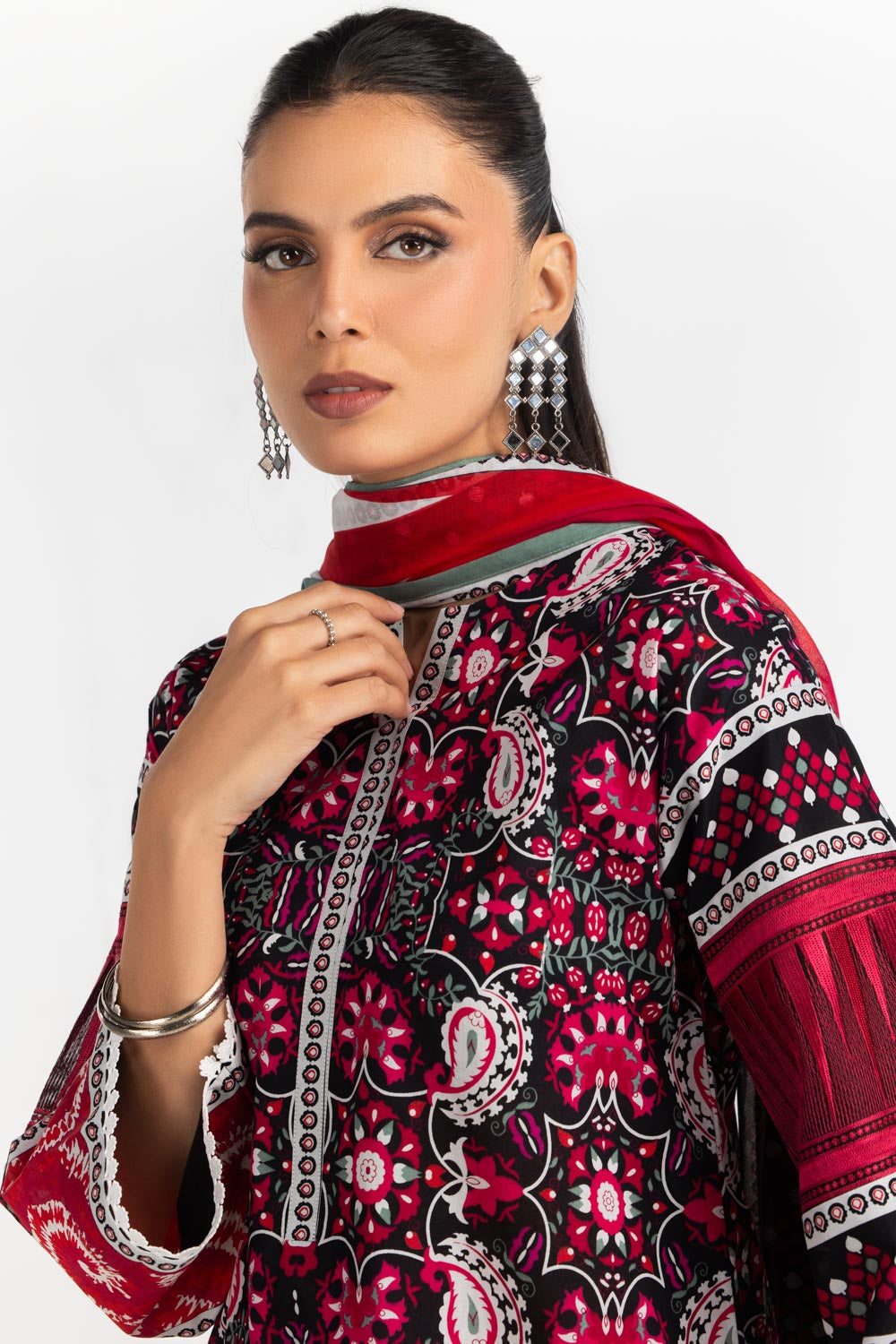 3PC Lawn Printed Suit With Embroidered