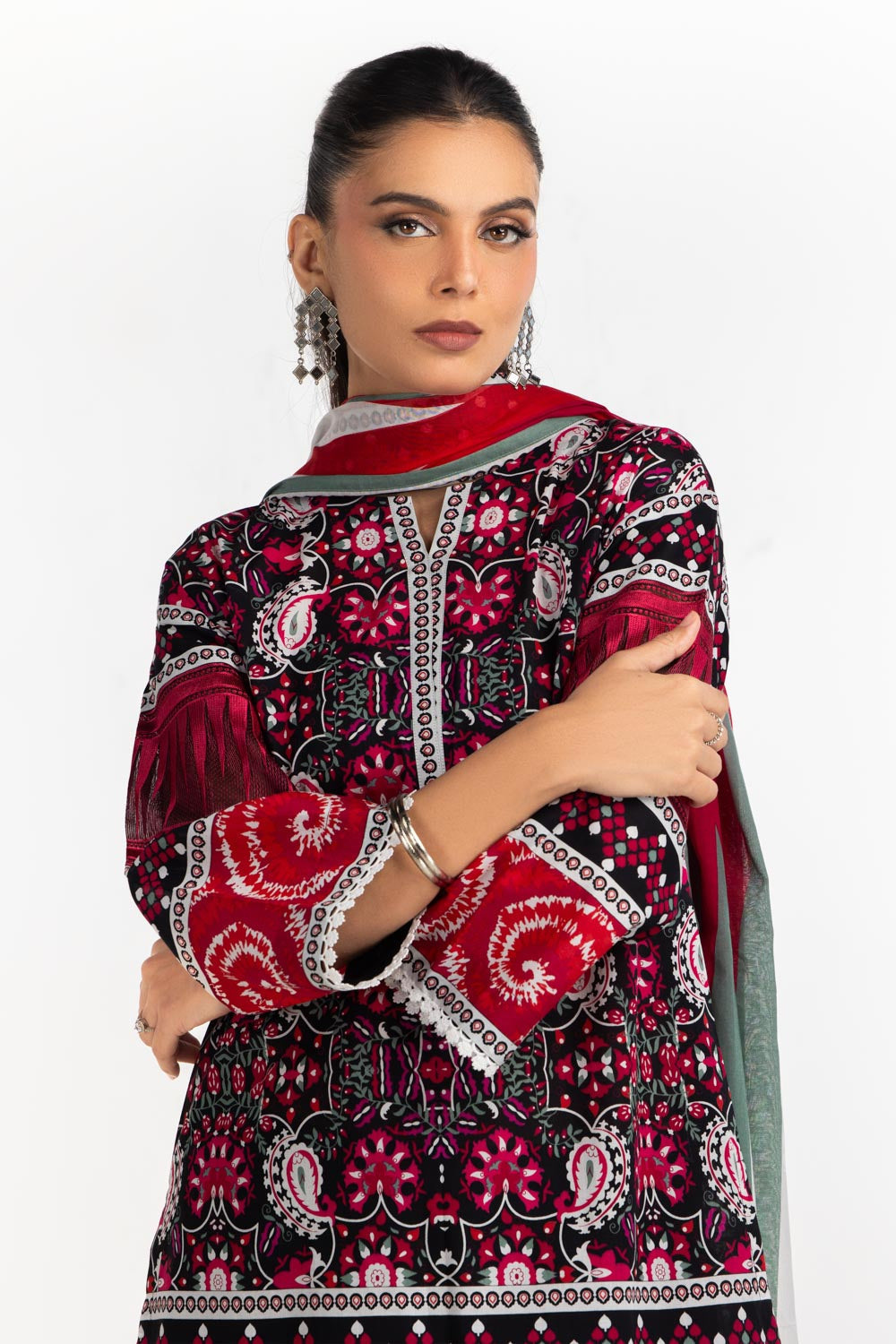 3PC Lawn Printed Suit With Embroidered