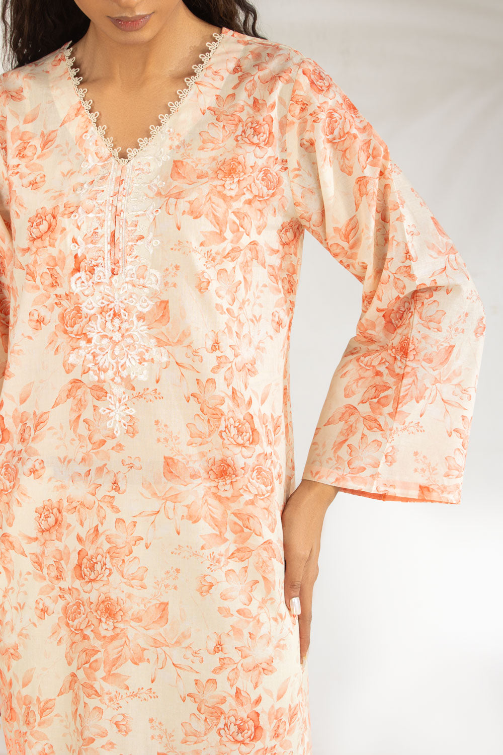 3Pc Lawn Printed Suit With Embroidered