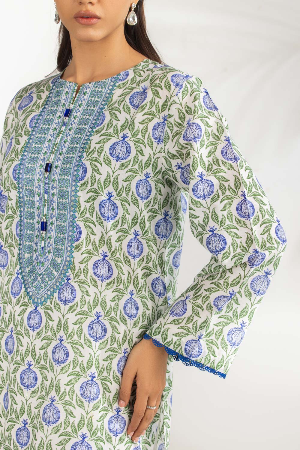 3PC Lawn Printed Suit With Embroidered