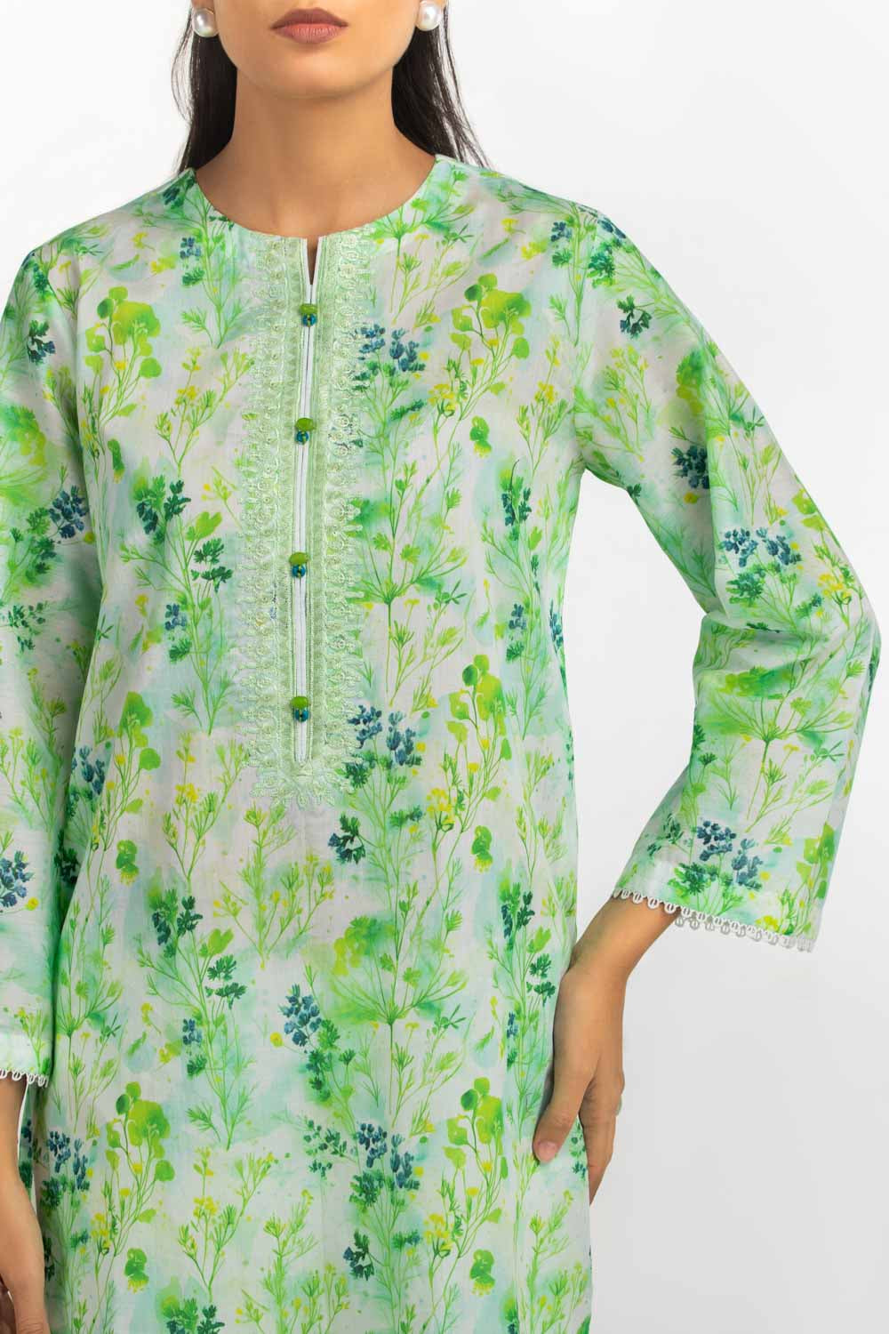 3Pc Lawn Printed Suit With Embroidered