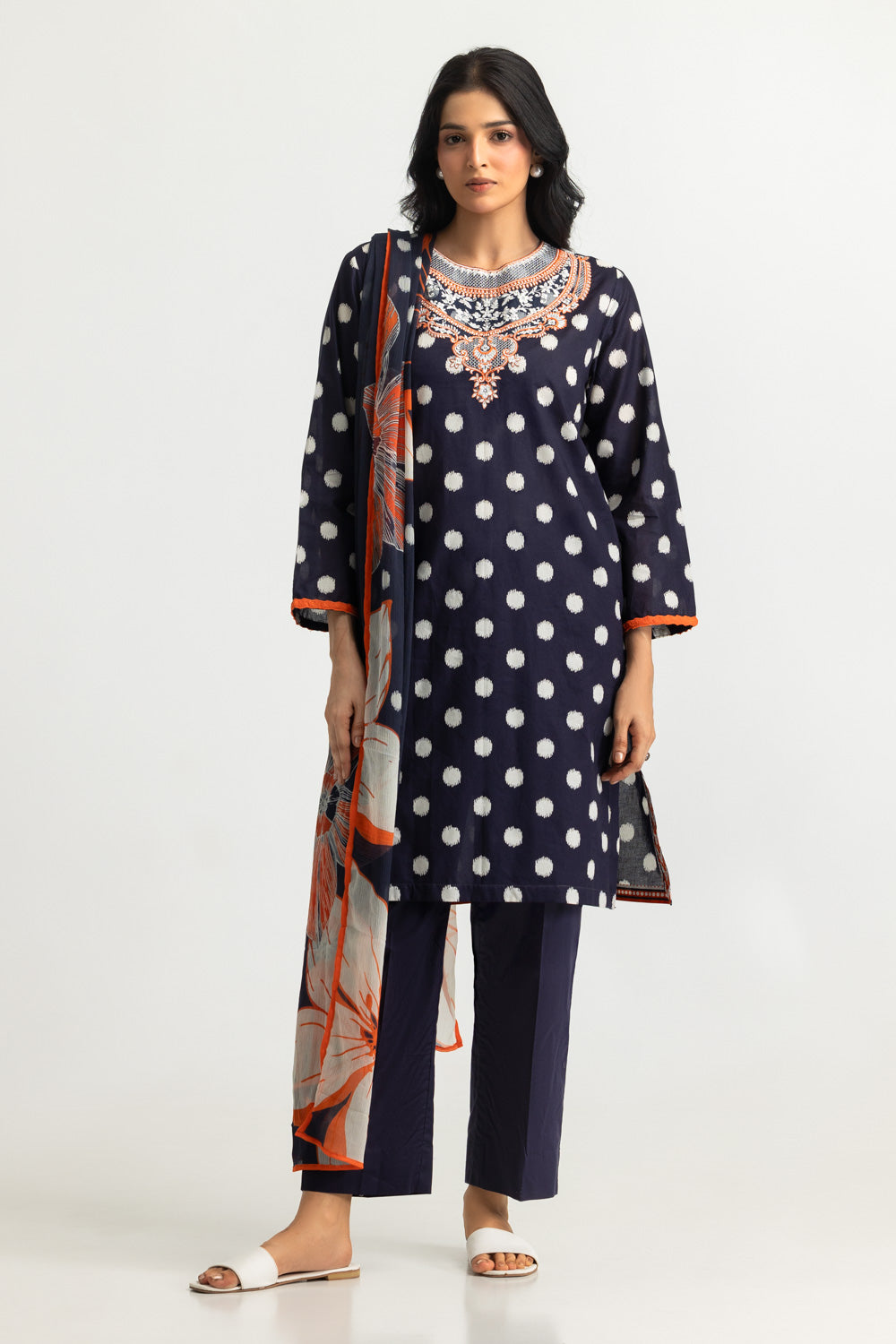 3PC Lawn Printed Suit With Embroidered