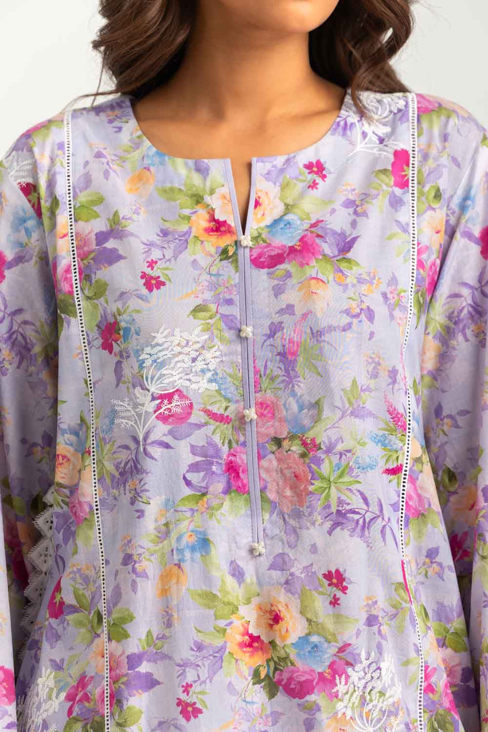 3PC Lawn Printed Suit With Embroidered