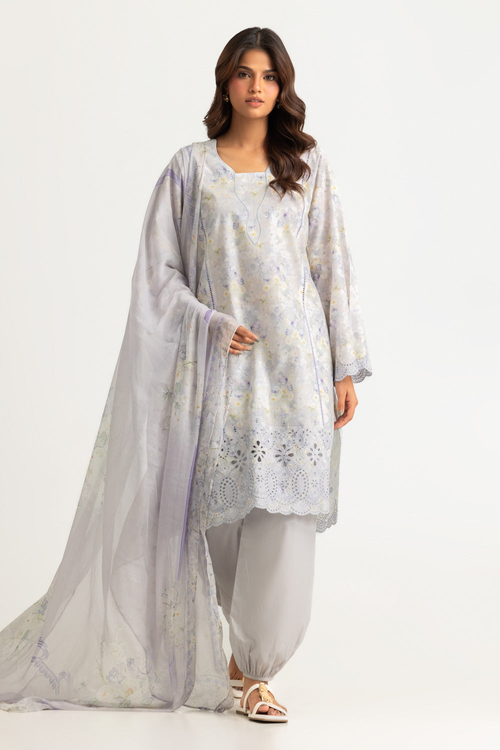 3PC Lawn Printed Suit With Embroidered