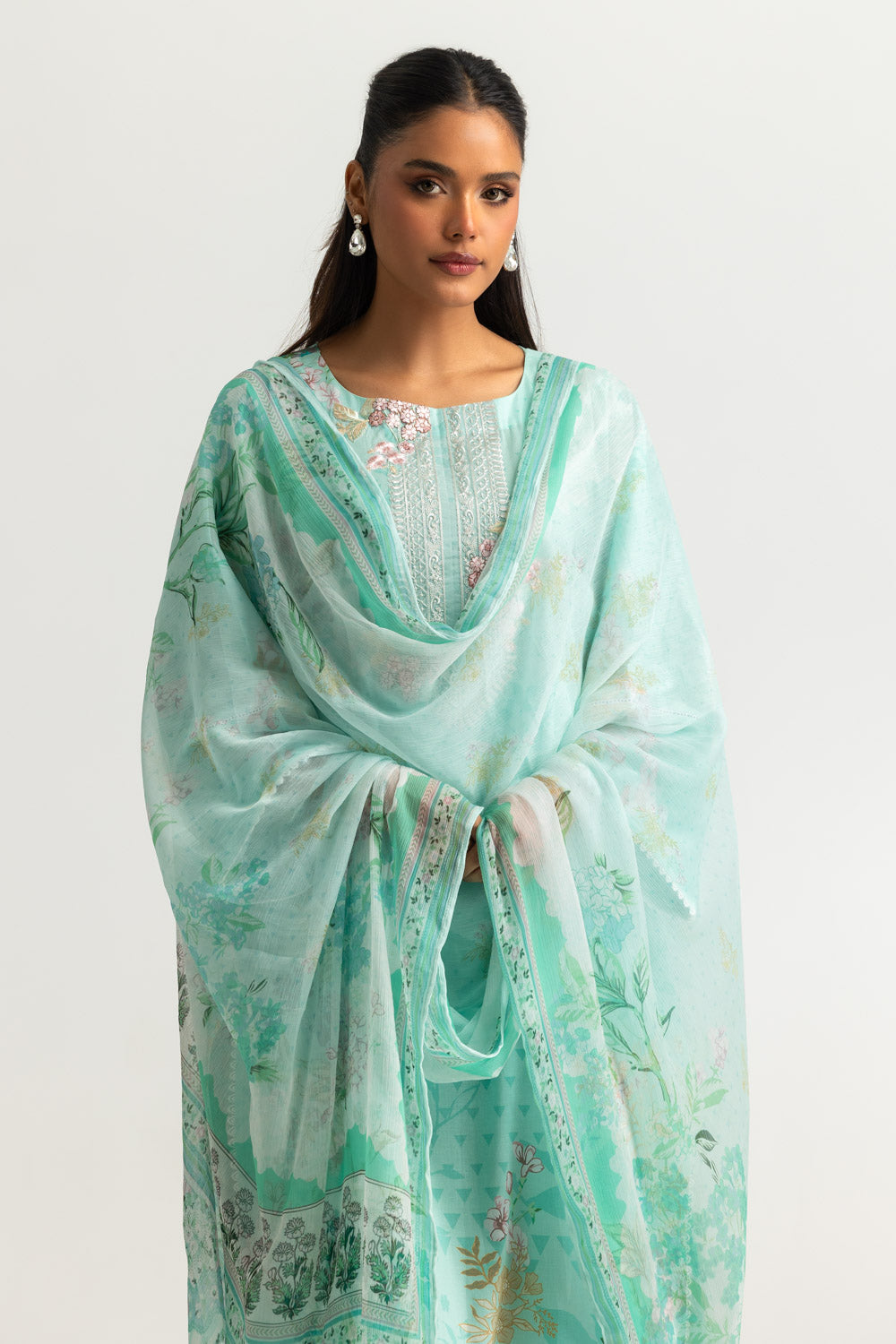 3PC Lawn Printed Suit With Embroidered