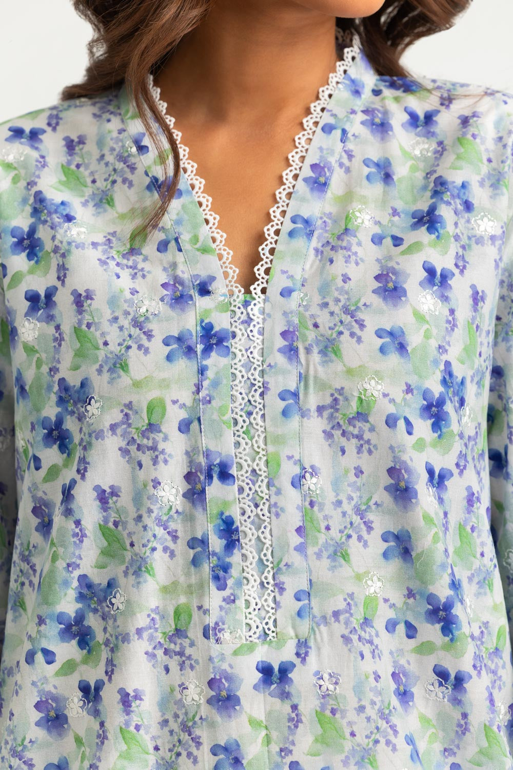 3PC Lawn Printed Suit With Embroidered