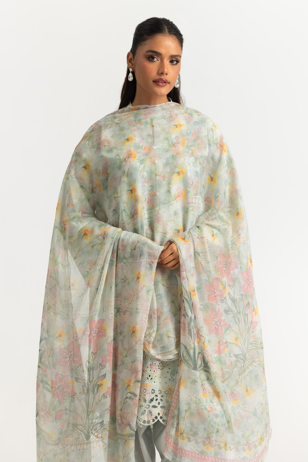 3PC Lawn Printed Suit With Embroidered
