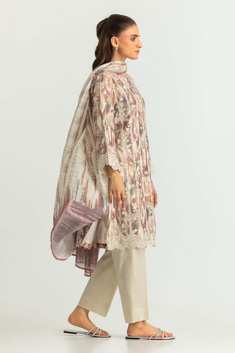3PC Lawn Printed Suit With Embroidered