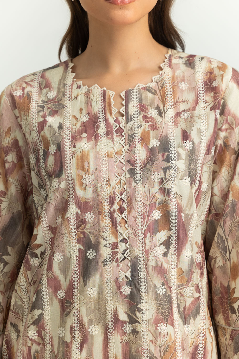 3PC Lawn Printed Suit With Embroidered