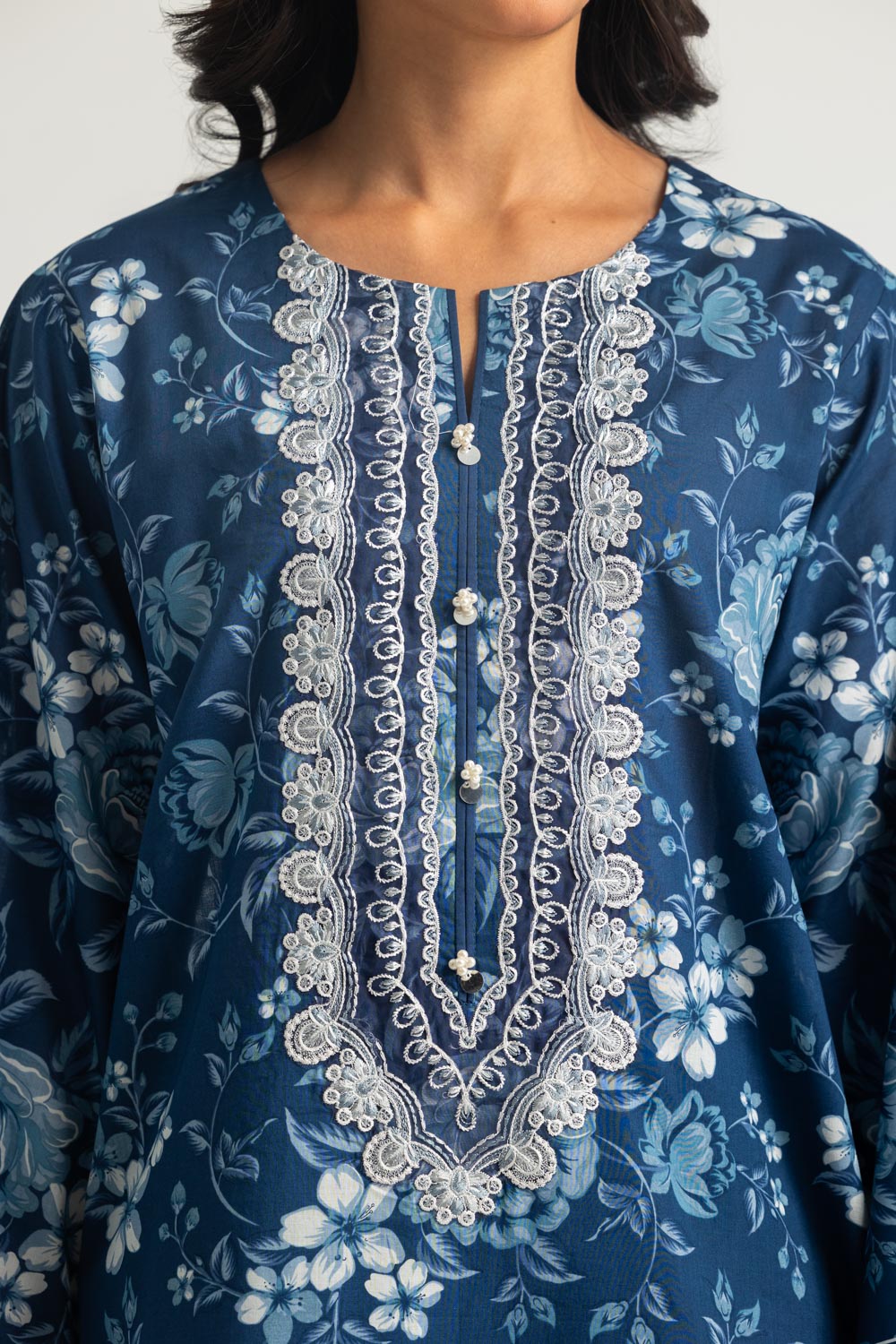 3PC Lawn Printed Suit With Embroidered
