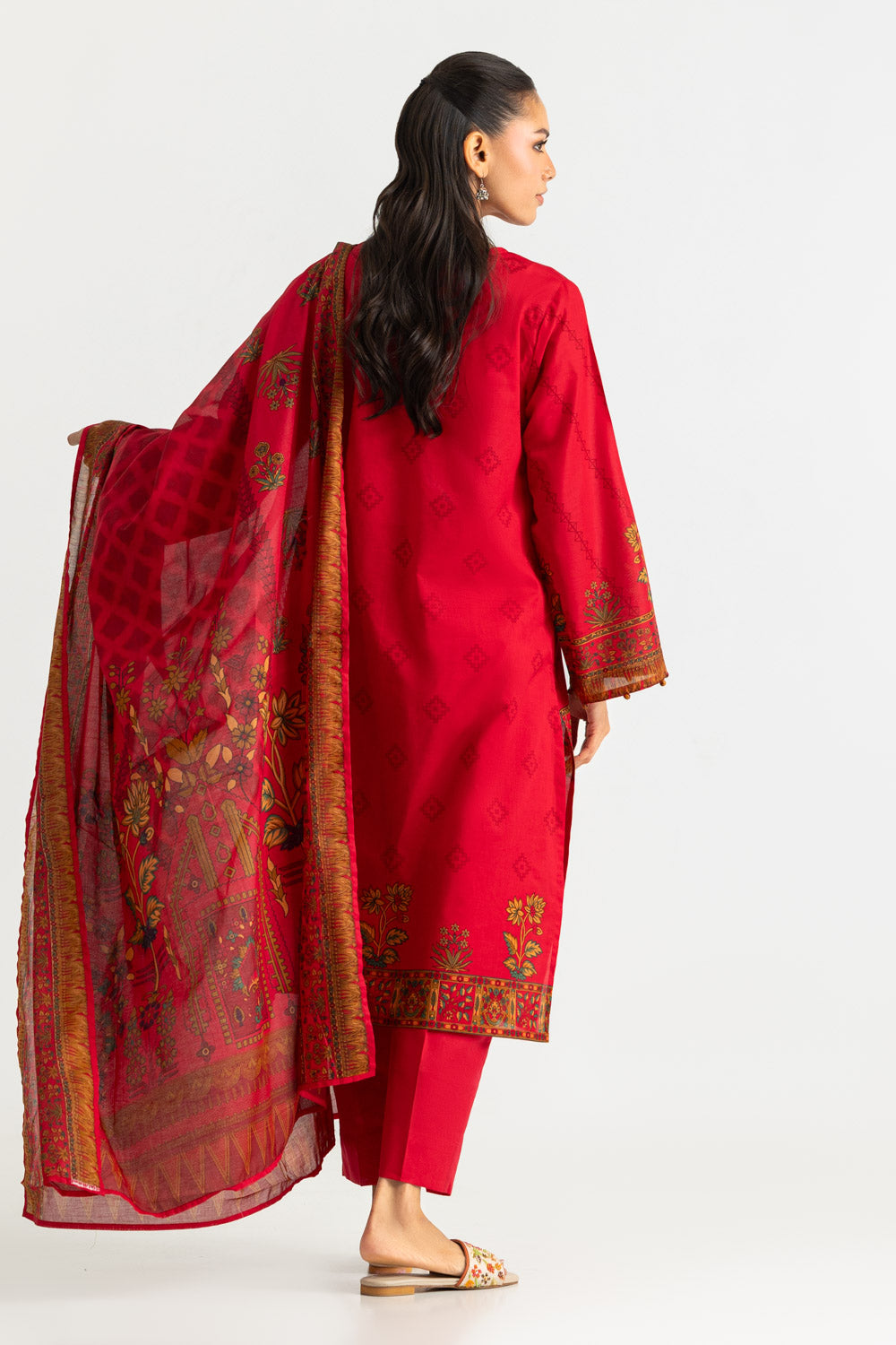 3PC Lawn Printed Suit With Embroidered