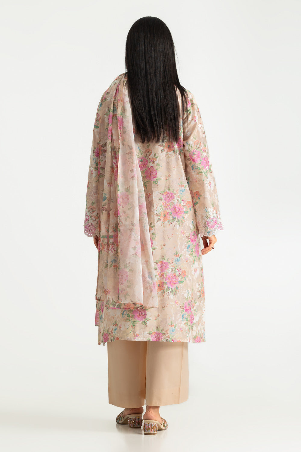 3PC Lawn Printed Suit With Embroidered