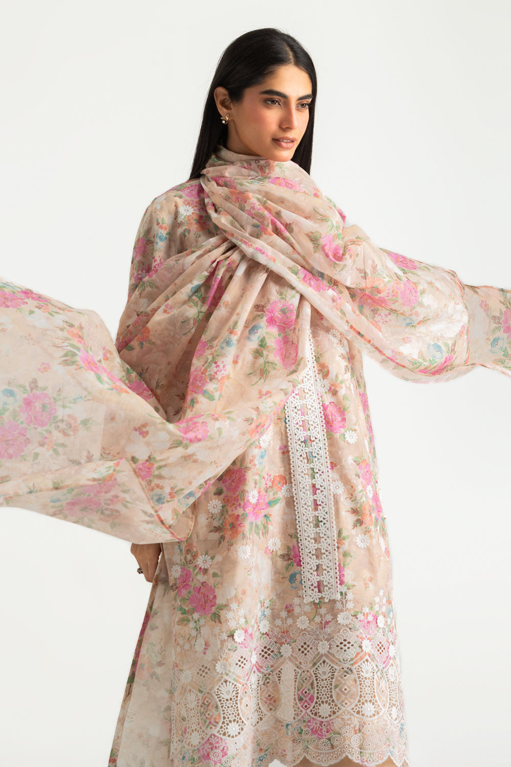 3PC Lawn Printed Suit With Embroidered