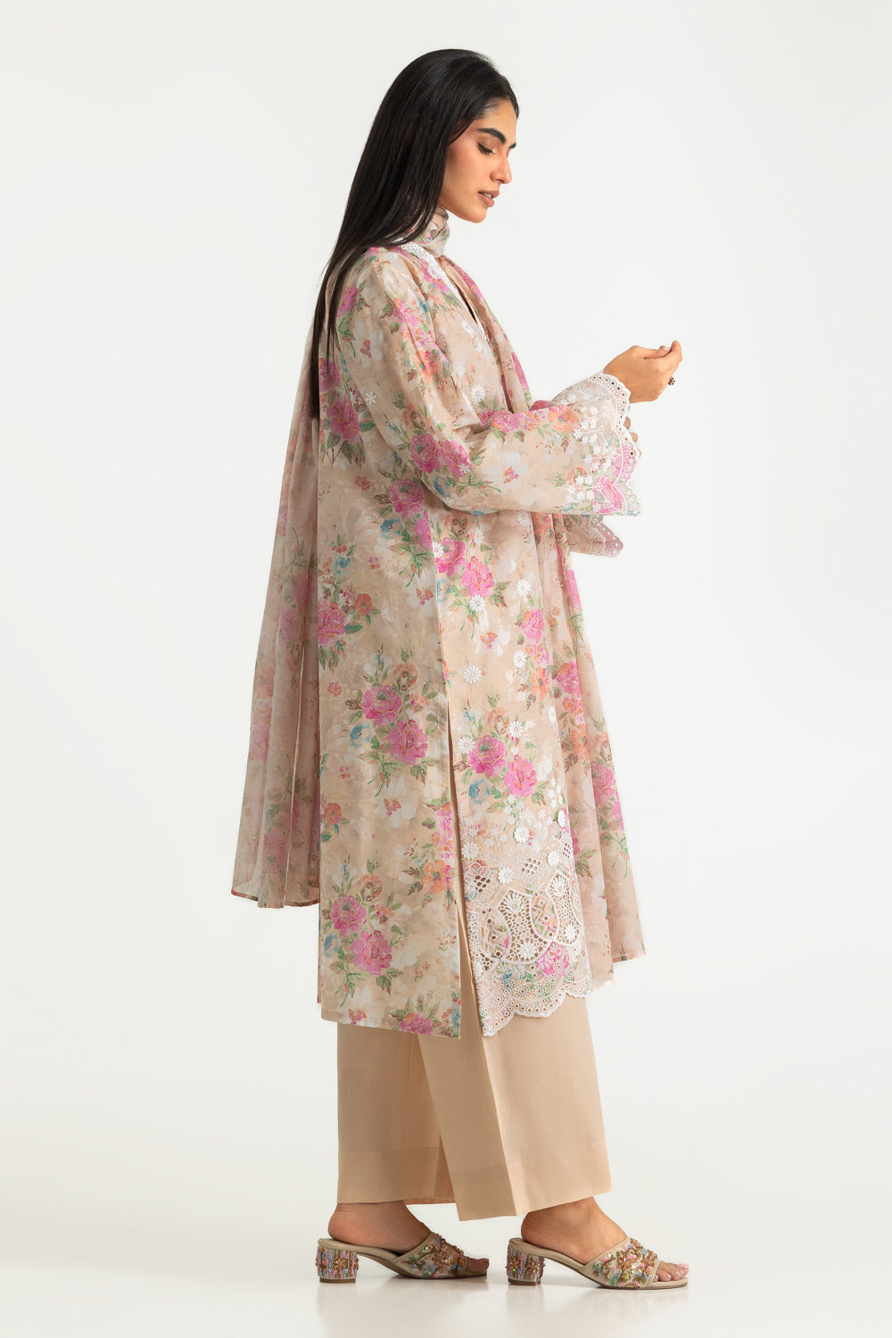 3PC Lawn Printed Suit With Embroidered