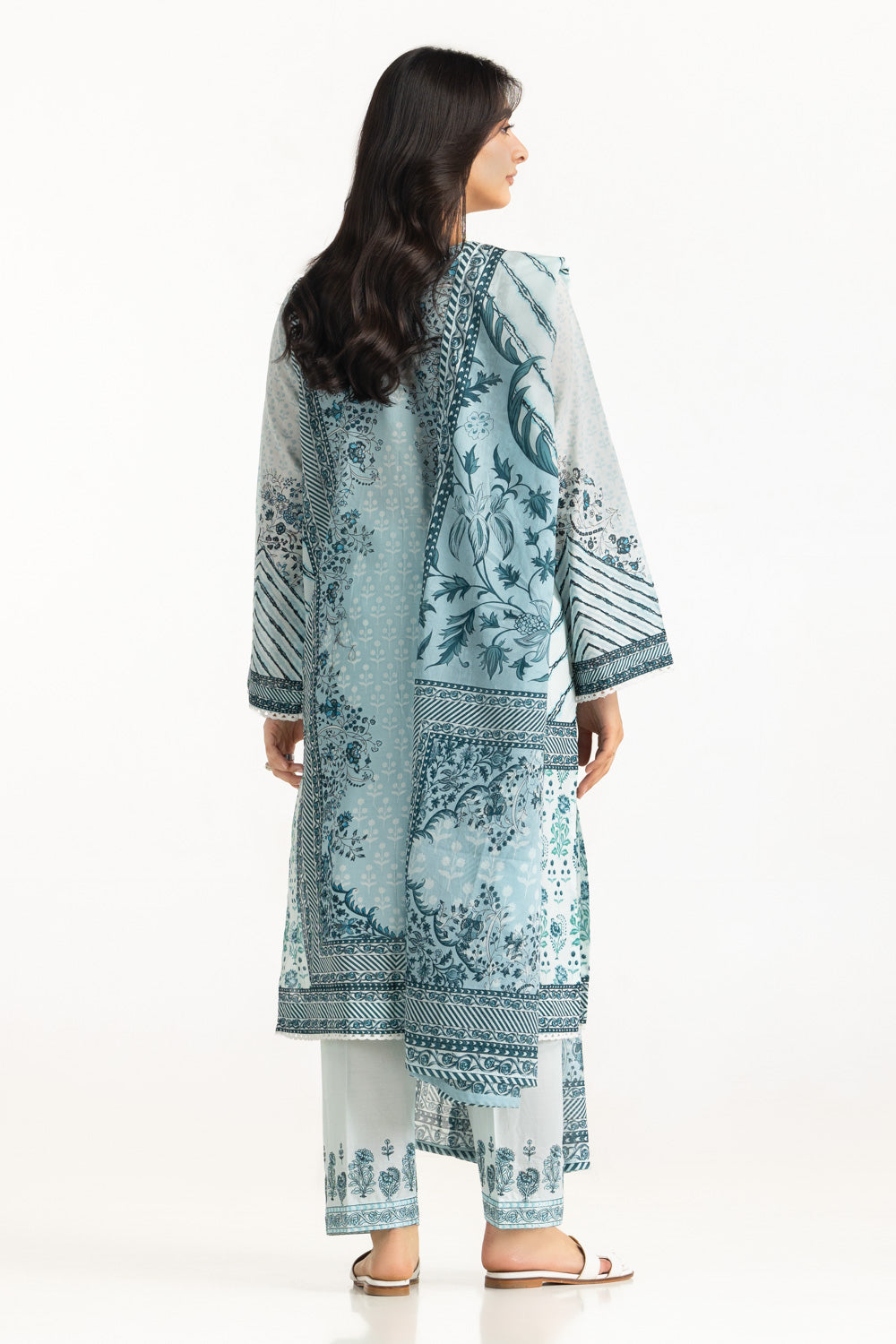 3Pc Lawn Printed Suit With Embroidered Trouser