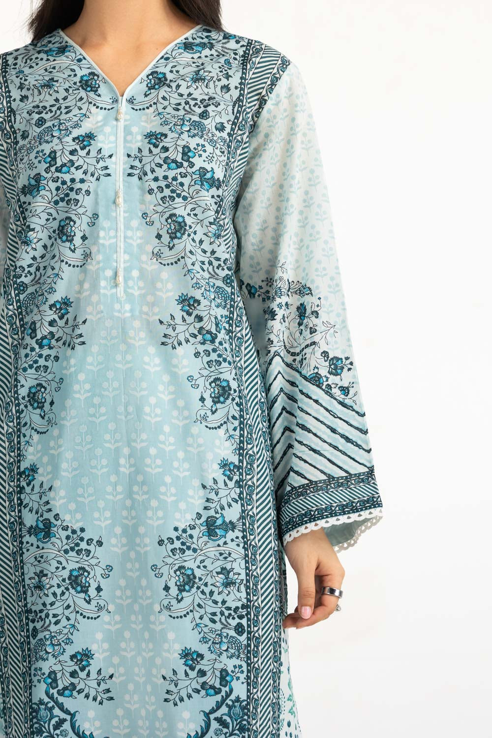 3Pc Lawn Printed Suit With Embroidered Trouser