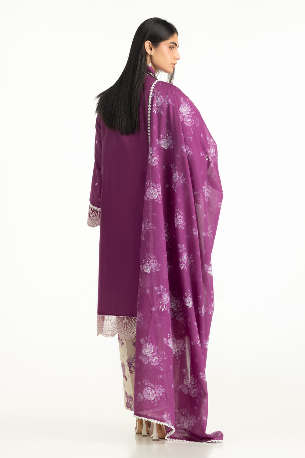 3Pc Lawn Printed With Embroidered Suit