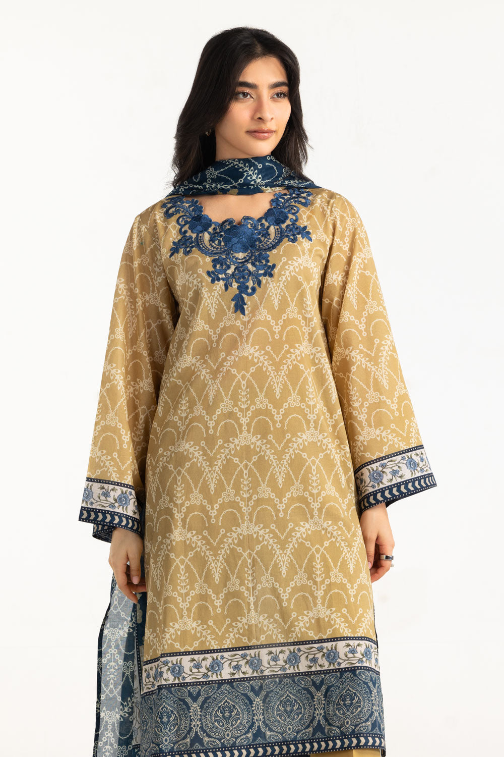3Pc Lawn Printed With Embroidered Suit