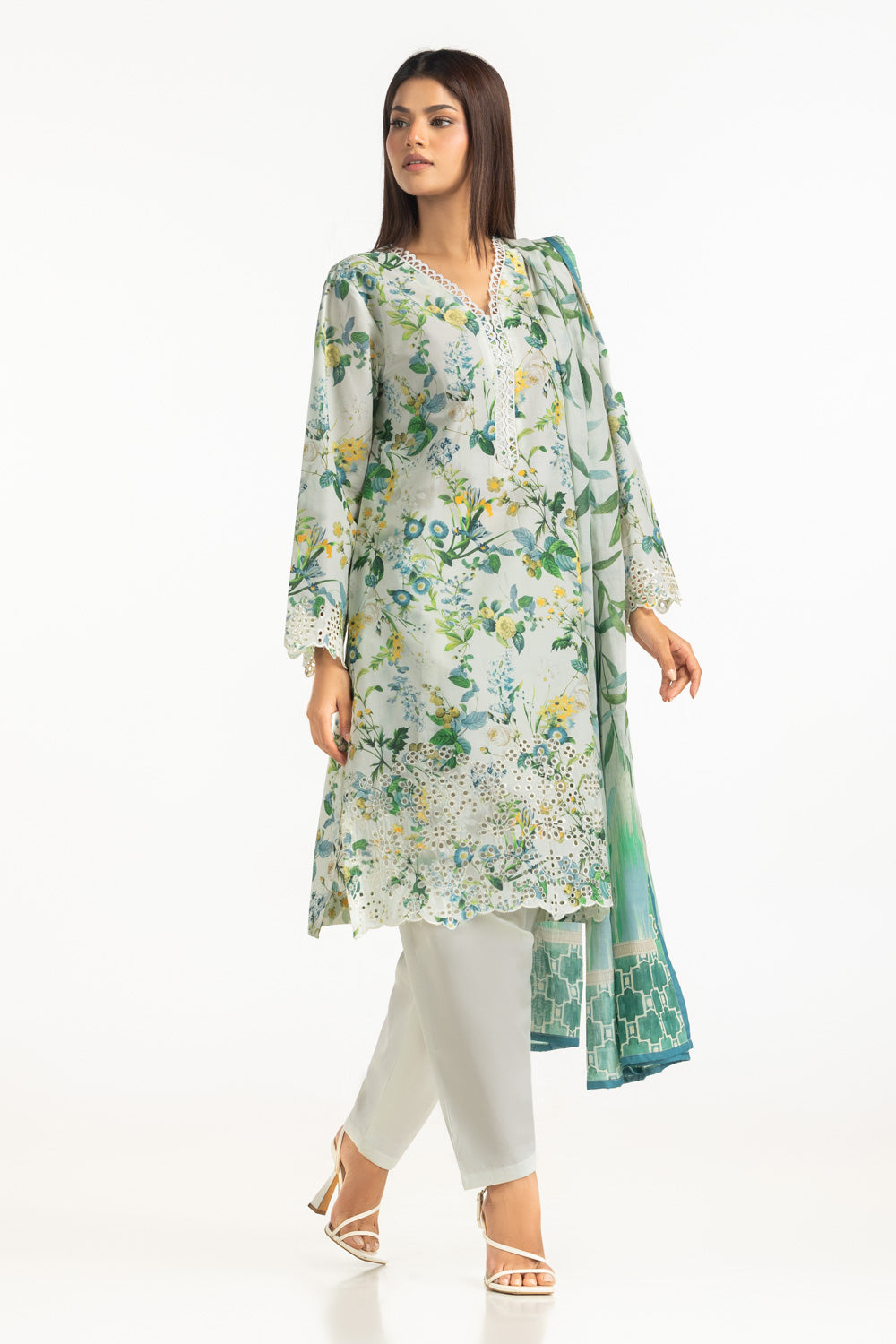 3Pc Lawn Printed With Embroidered Suit