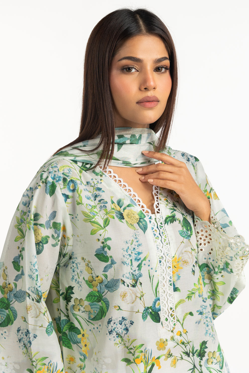 3Pc Lawn Printed With Embroidered Suit