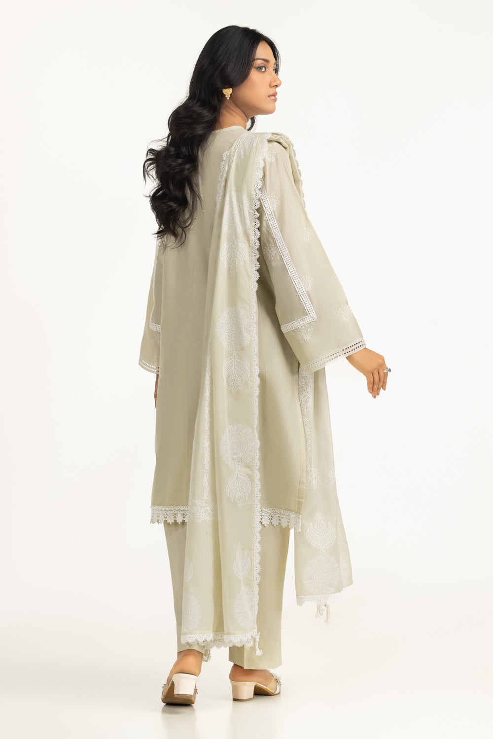3Pc Lawn Schiffli Embroidered Suit