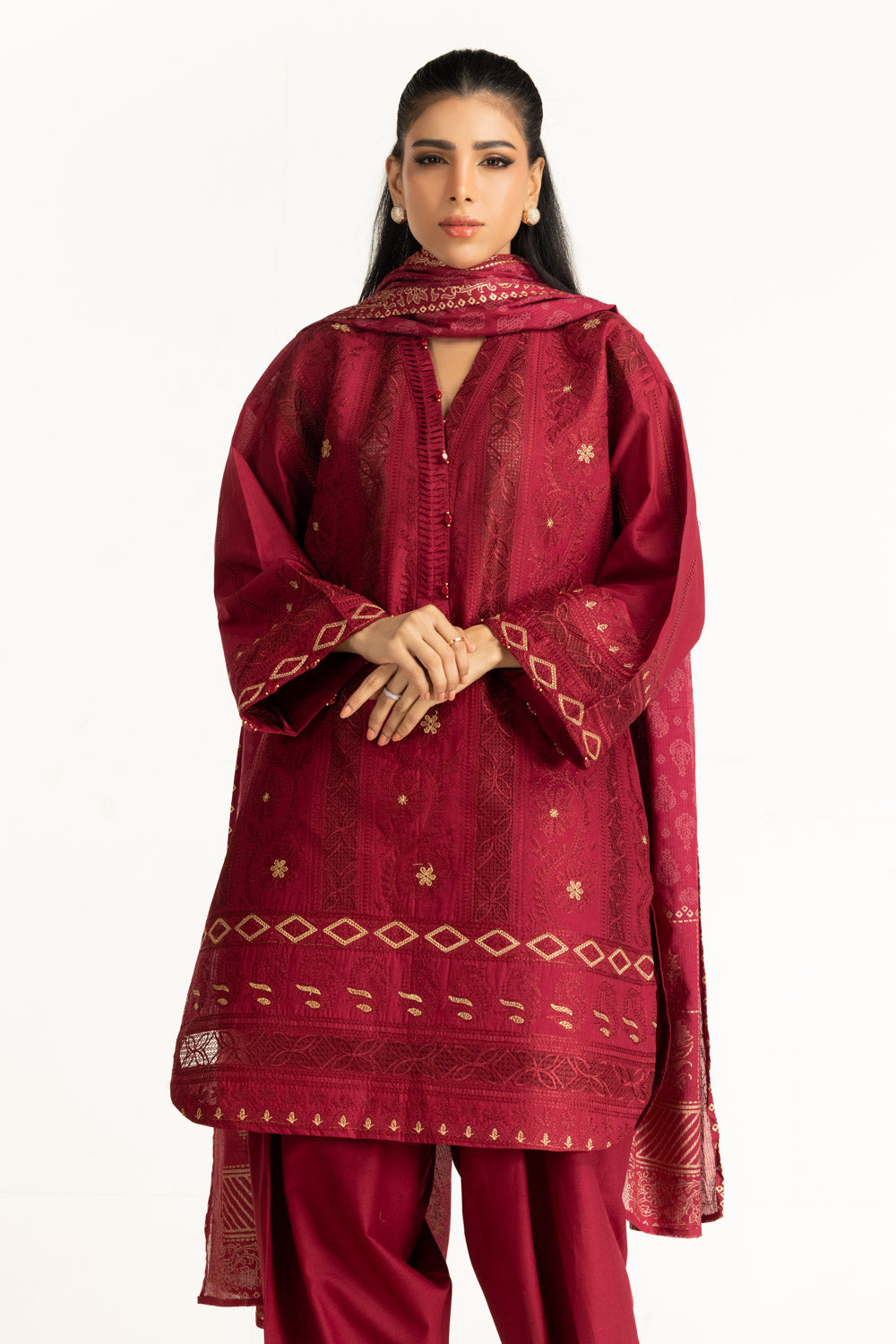 3Pc Lawn Sequence Embroidered Suit