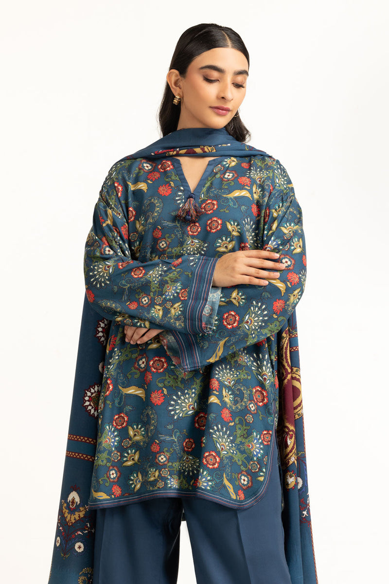 3Pc Linen Printed Suit