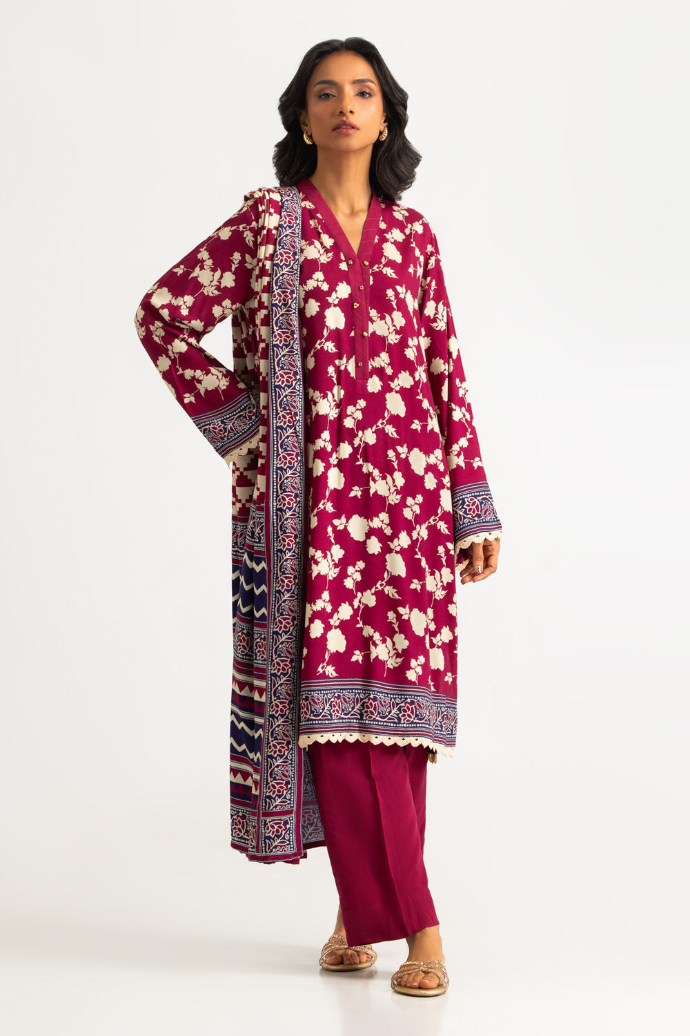 3PC Linen Printed Suit