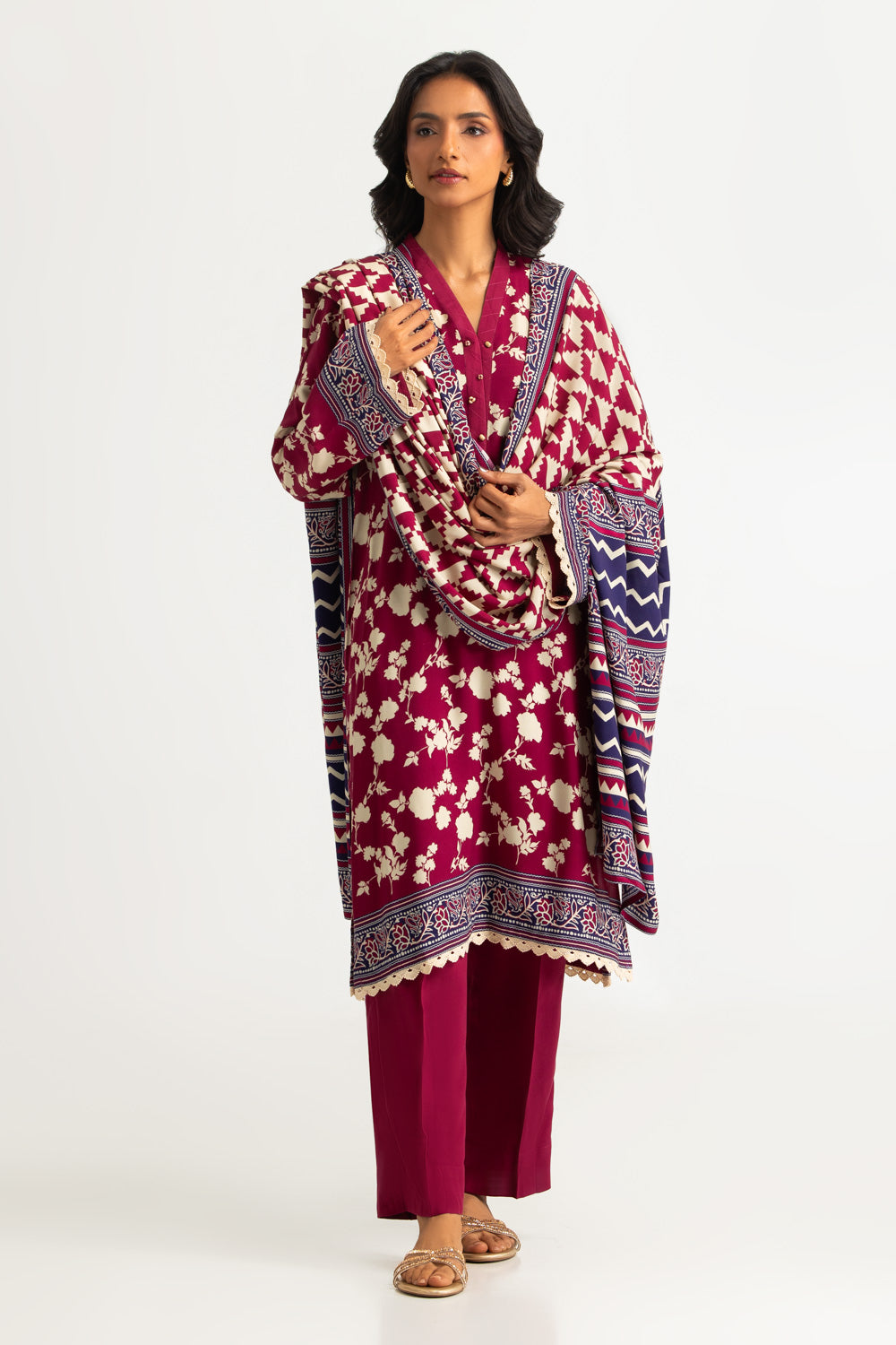 3PC Linen Printed Suit