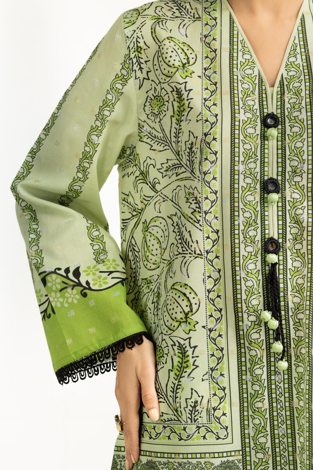 3PC Lurex Jacquard Printed Suit