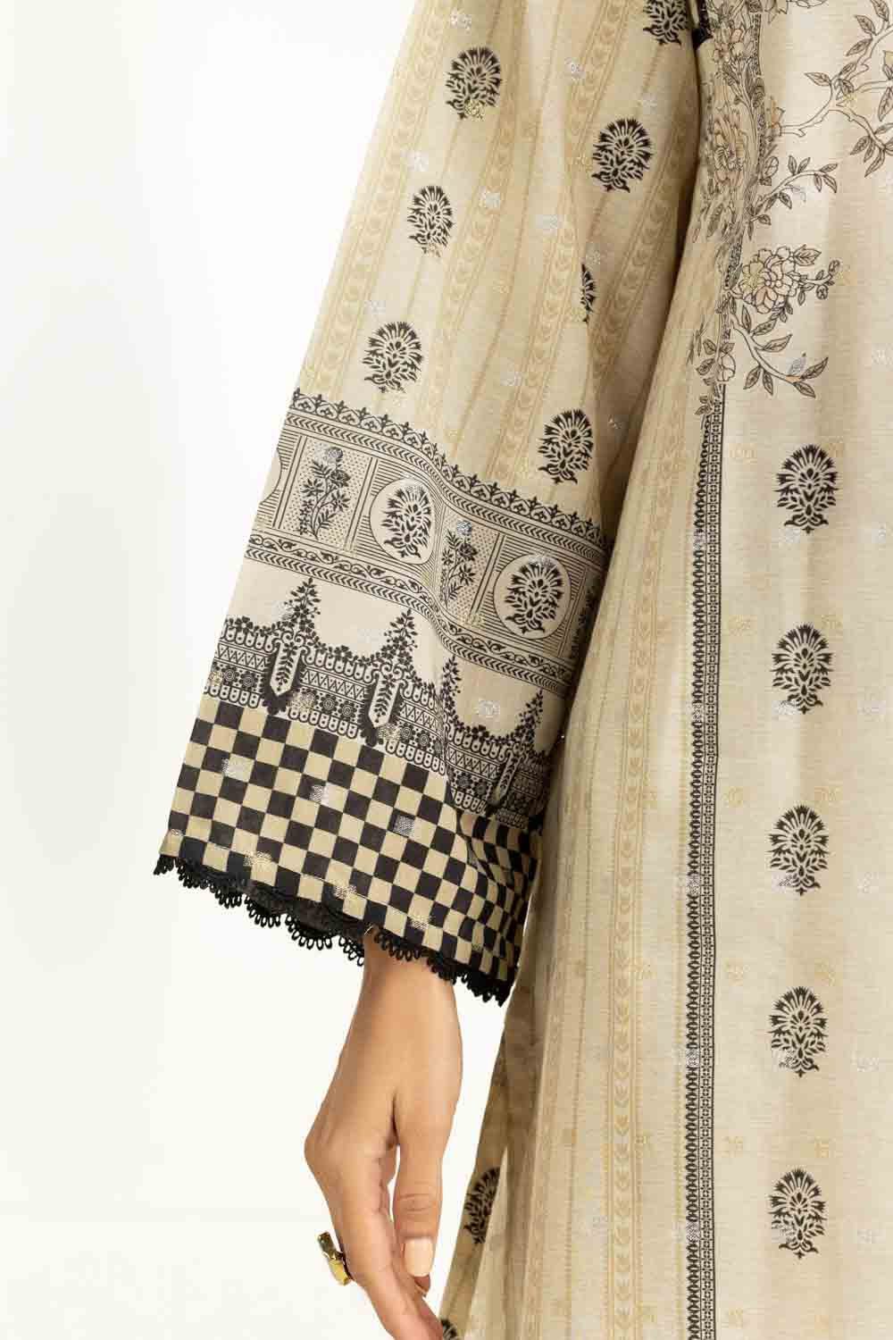 3PC Lurex Jacquard Printed Suit