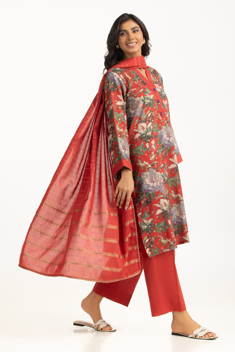 3PC Lurex Jacquard Printed Suit