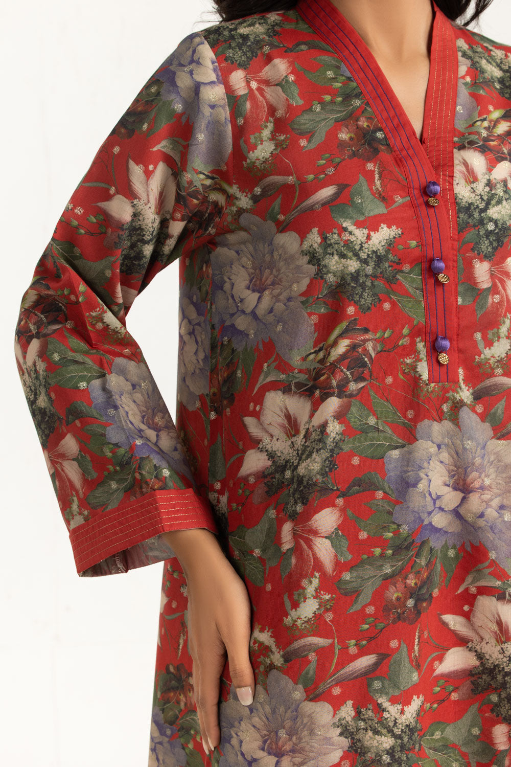 3PC Lurex Jacquard Printed Suit
