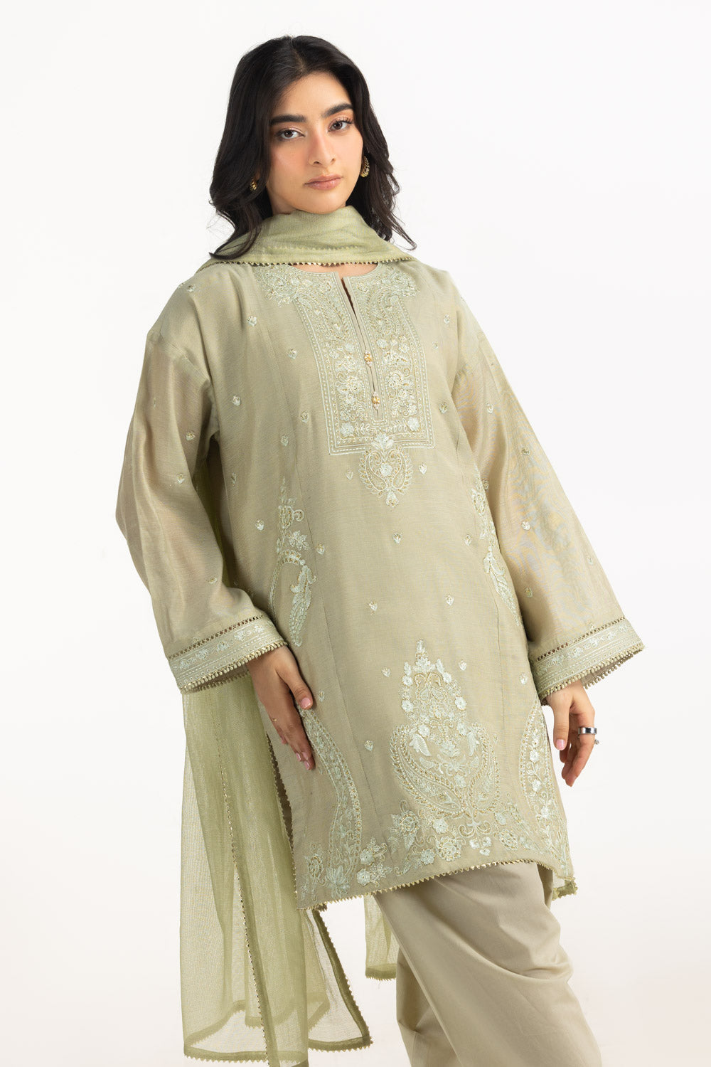 3Pc Masoori Embroidered Suit