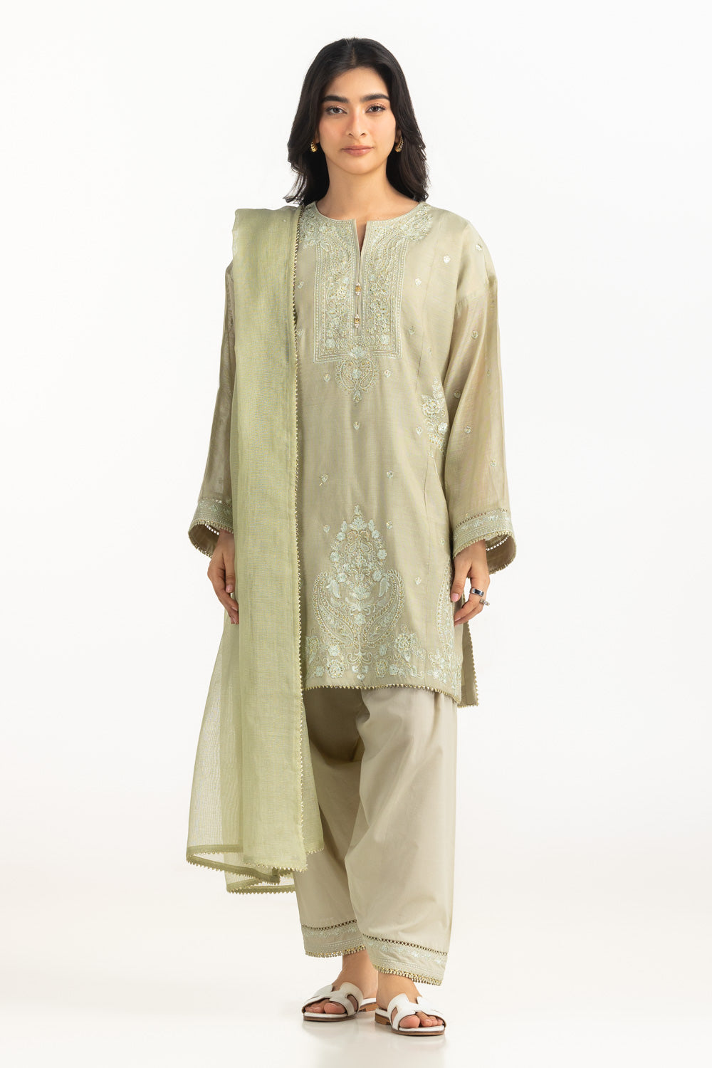 3Pc Masoori Embroidered Suit