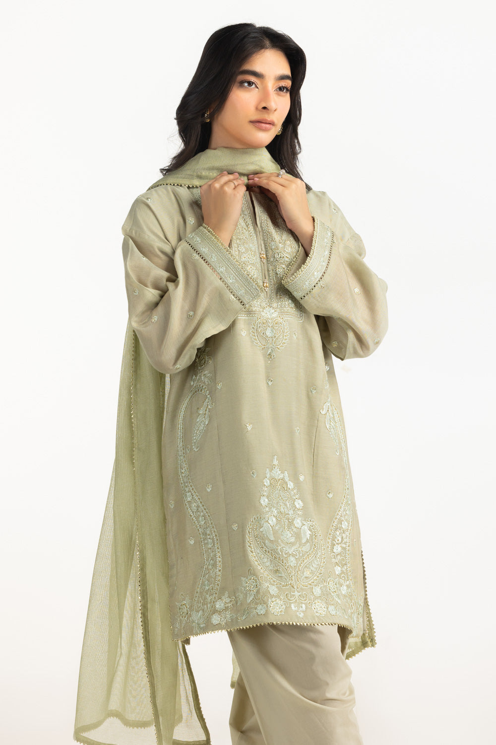 3Pc Masoori Embroidered Suit