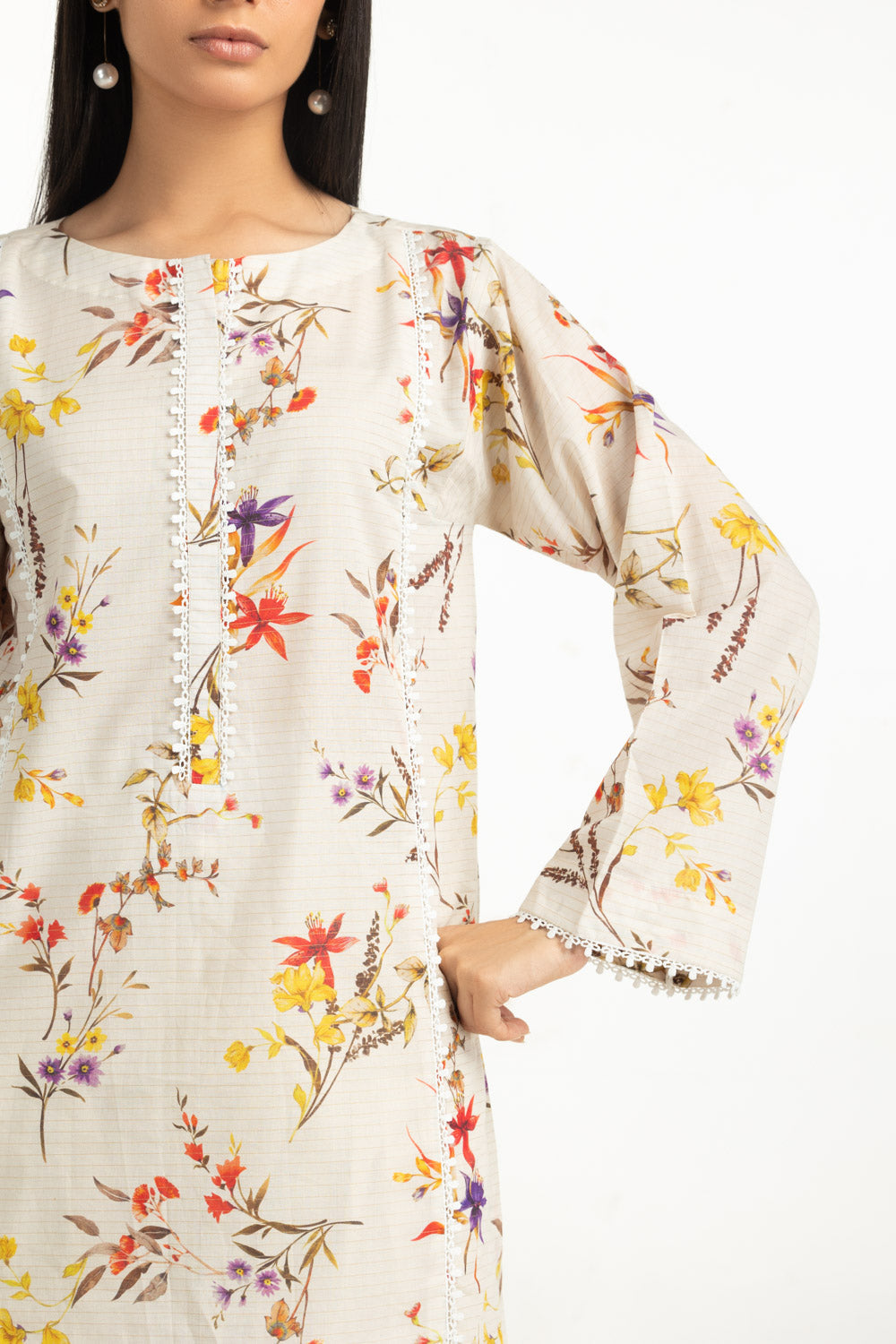 3Pc Masoori Printed Stripe Suit