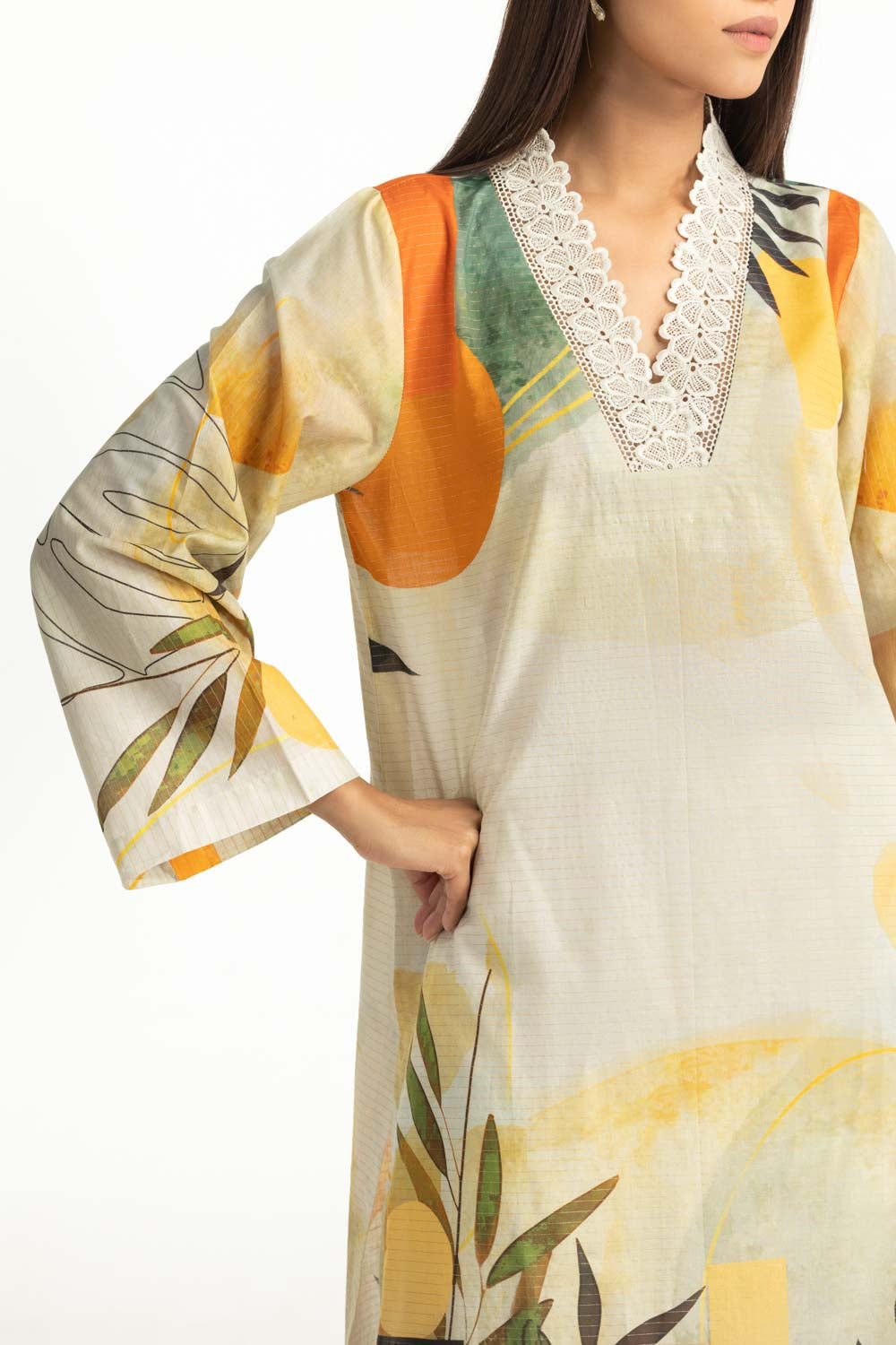 3Pc Masoori Printed Stripe Suit