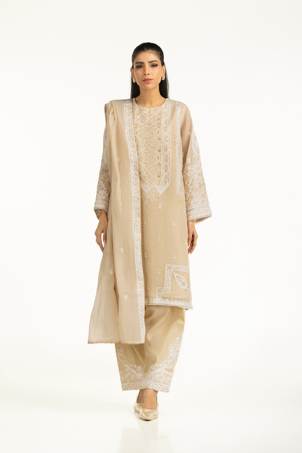 3Pc Mehsuri Embroidered Suit