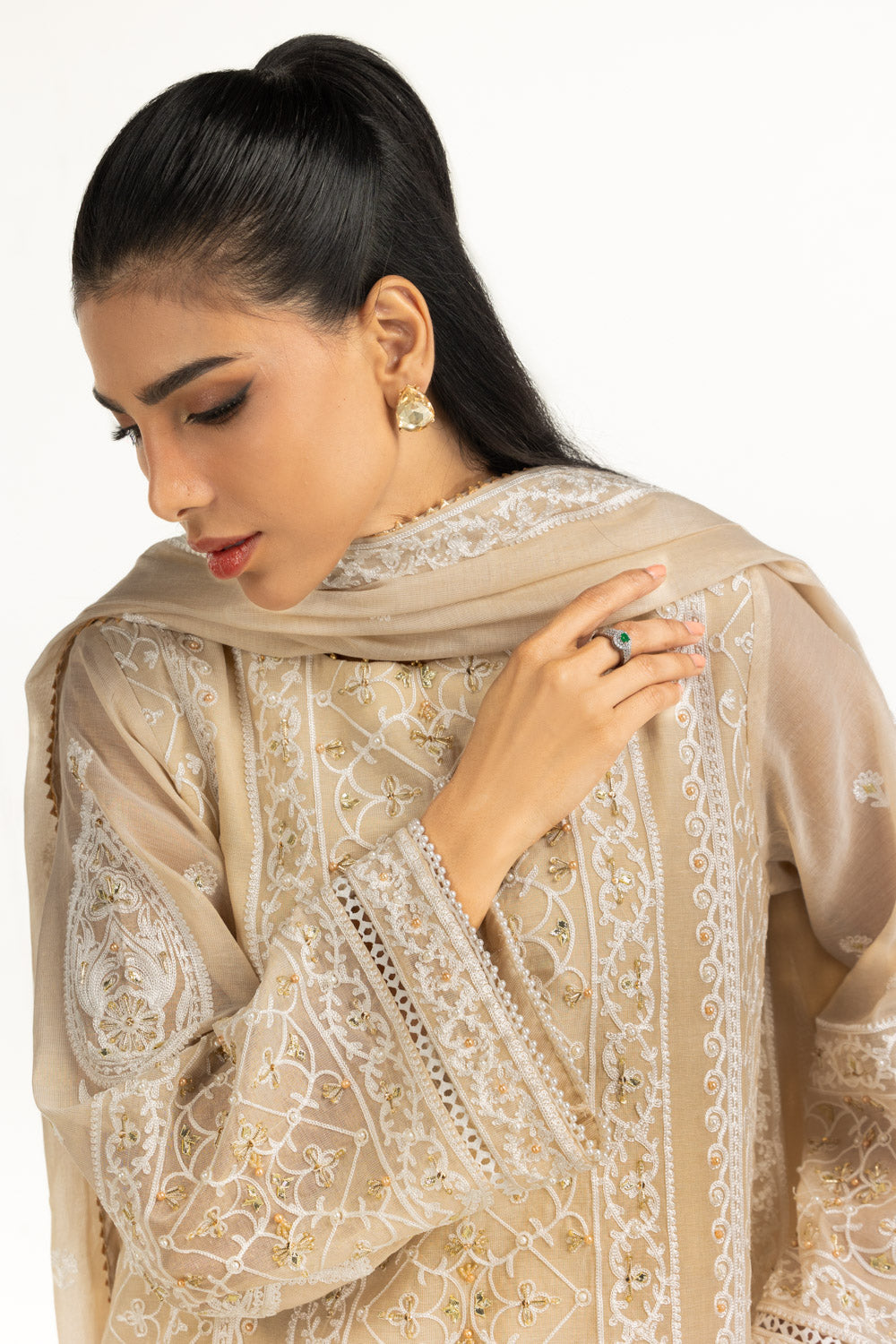 3Pc Mehsuri Embroidered Suit