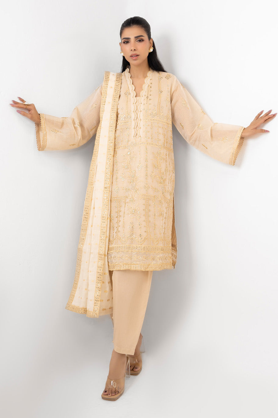 3Pc Mehsuri Embroidered Suit