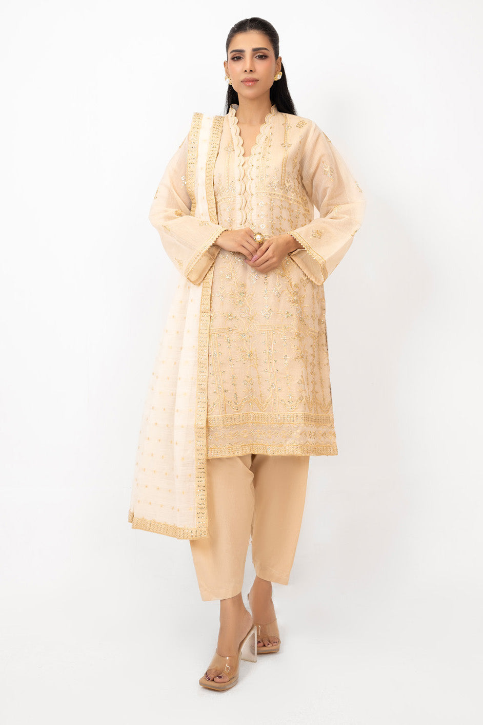 3Pc Mehsuri Embroidered Suit