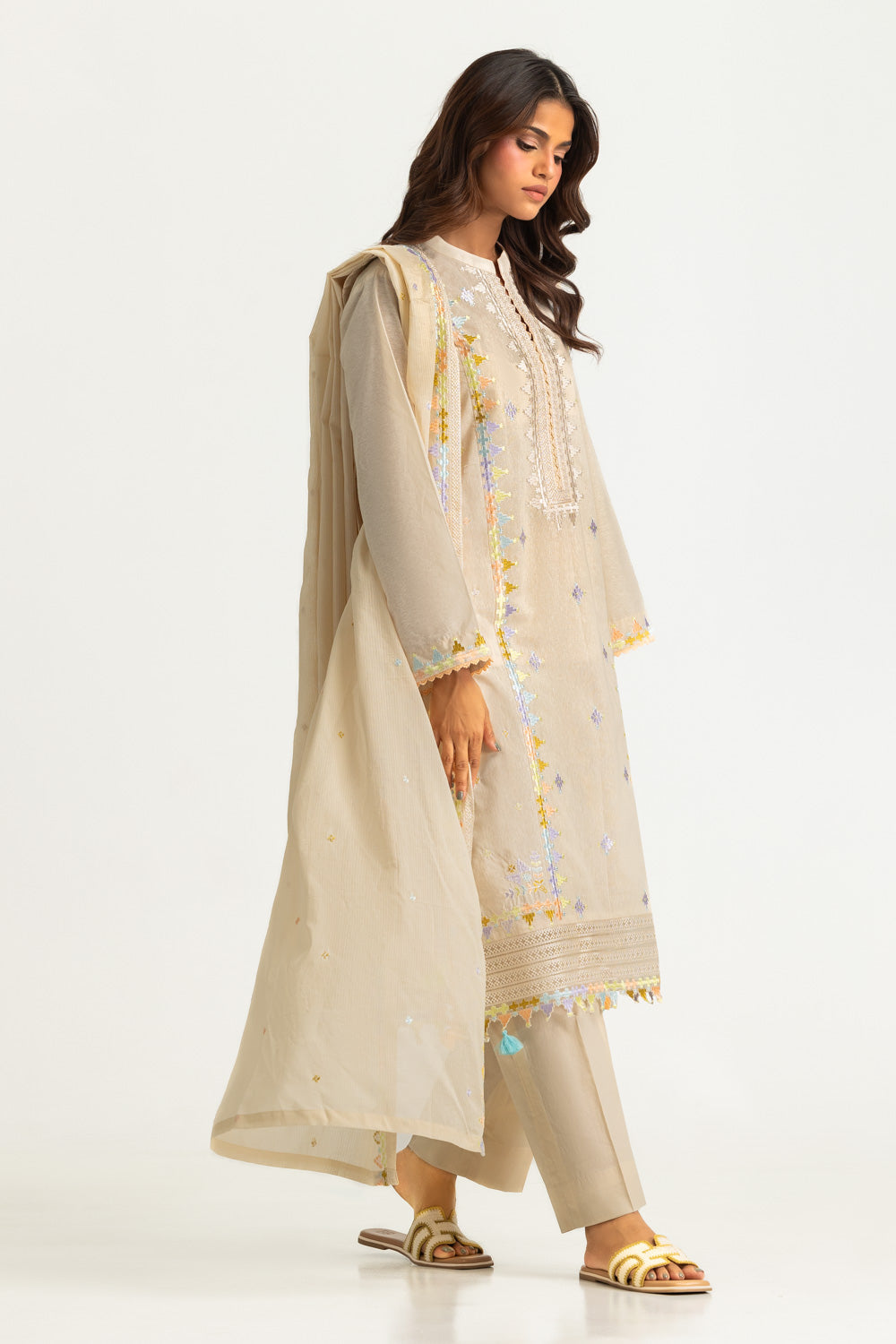 3PC Nyco Embroidered Suit