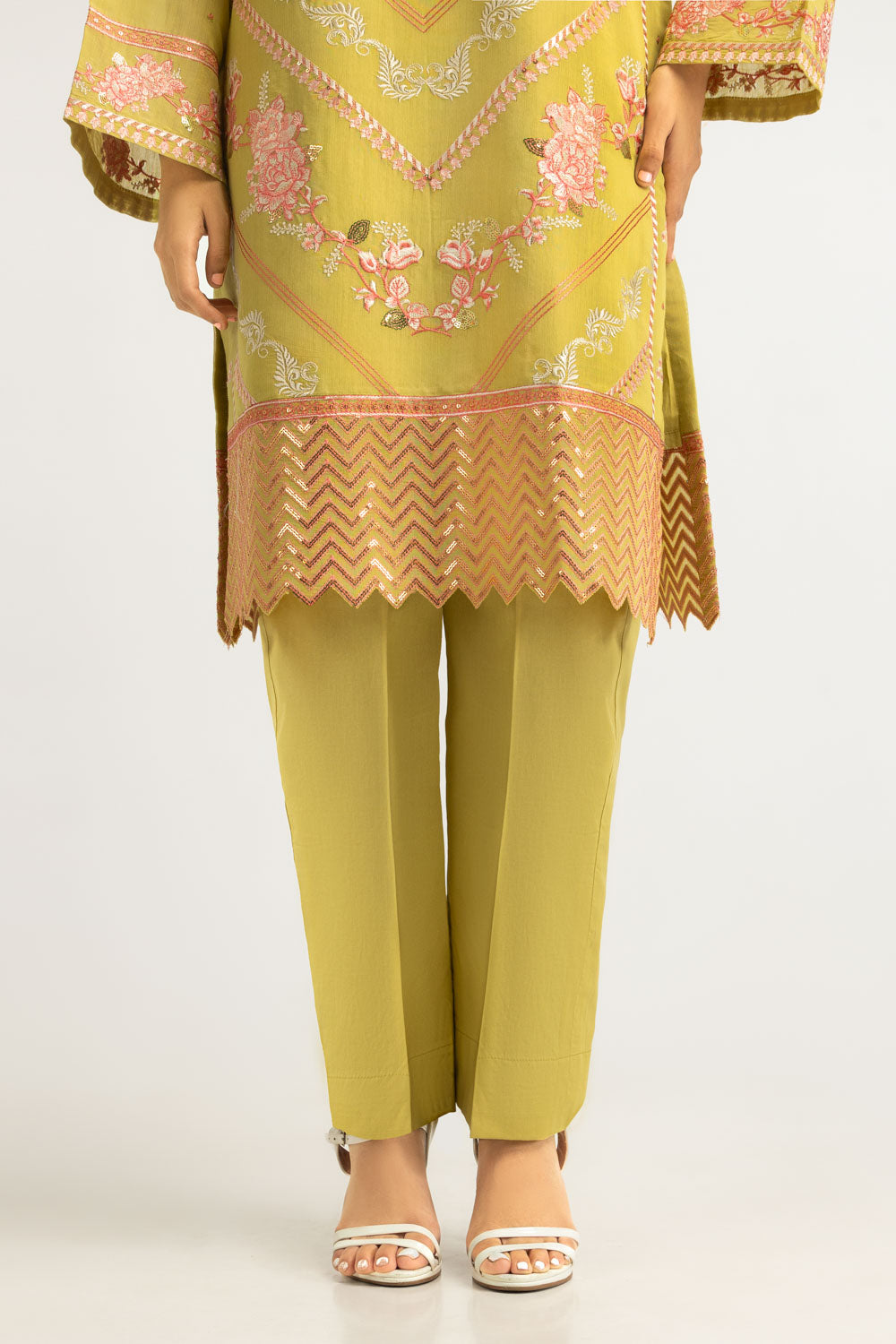 3Pc Paper Cotton Embroidered Suit