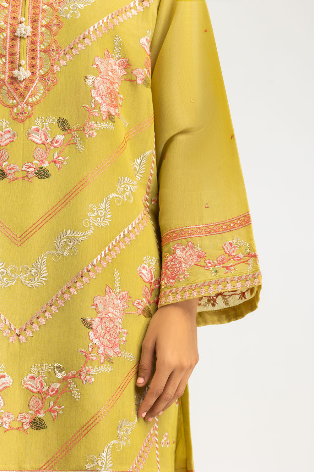 3Pc Paper Cotton Embroidered Suit