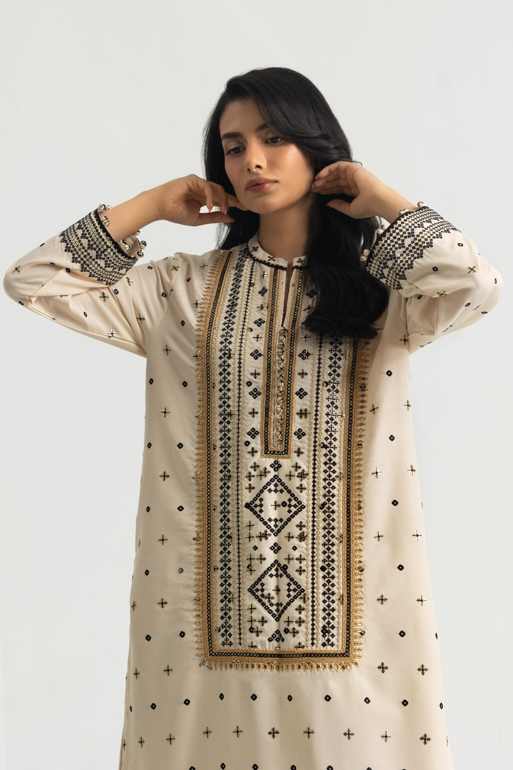 3PC Raw Silk Embroidered Suit